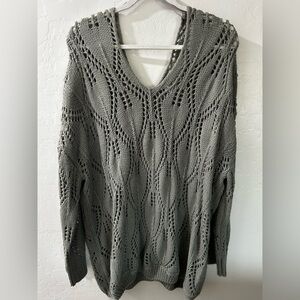 RDI  Open Knit Slouchy V-Neck Sweater